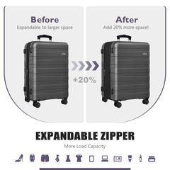 Zebra 3-Piece Hardside Luggage Set – Lightweight Spinner with TSA Lock（20/24/28 Inch）