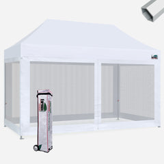 Superior 10x15 Hybrid Pop Up Canopy with 4 Screen Zipper Walls