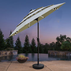 Classic 9FT Triple-Tier Solar Led Market Patio Umbrella