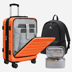 SmileLine 20" Expandable Carry-On Luggage Set – Hardside Spinner with TSA Lock & Front Pocket