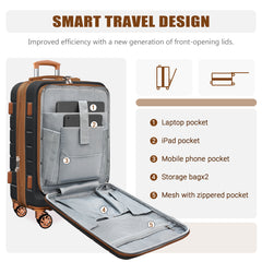 Classic 3 Set Luggage,Expandable 20" Carry-On with Front Pocket, TSA Lock, Spinner Wheels (20/24/28 inch)