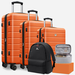 Classic 5-Piece Hardside Luggage Set with Spinner Wheels, TSA Lock & Bonus Travel Accessories (20/24/28 Inch)
