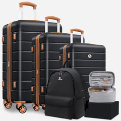 Classic 5-Piece Hardside Luggage Set with Spinner Wheels, TSA Lock & Bonus Travel Accessories (20/24/28 Inch)