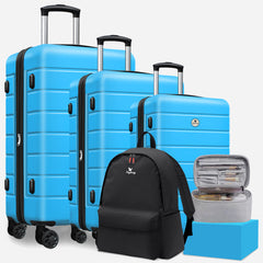 Classic 5-Piece Hardside Luggage Set with Spinner Wheels, TSA Lock & Bonus Travel Accessories (20/24/28 Inch)