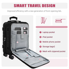 Classic 5 Set Luggage,Expandable 20" Carry-On with Front Pocket,Travel Backpack & Makeup Bag(20/24/28 inch)