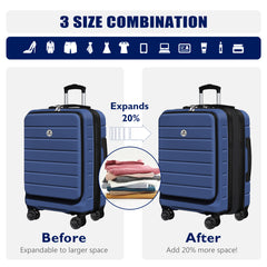 Classic 20" Hardside Carry-On Suitcase with TSA Lock, Spinner Wheels & Front Open Pocket