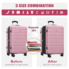 Classic 3-Piece Hardshell Luggage Set with TSA Lock, Spinner Wheels & Expandable Carry-On (20/24/28 Inch)