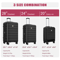 Classic 5 Set Luggage,Expandable 20" Carry-On with Front Pocket,Travel Backpack & Makeup Bag(20/24/28 inch)