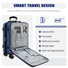 Classic 20" Hardside Carry-On Suitcase with TSA Lock, Spinner Wheels & Front Open Pocket