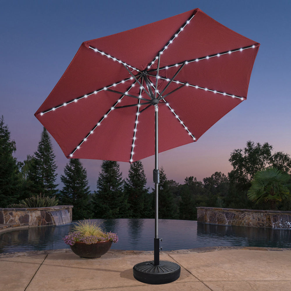 half wall patio umbrella led red Tangkula 15 ft Solar Double-Sided with Base, Orange Elevate your outdoor lifestyle today Living Accents Solar Led 9