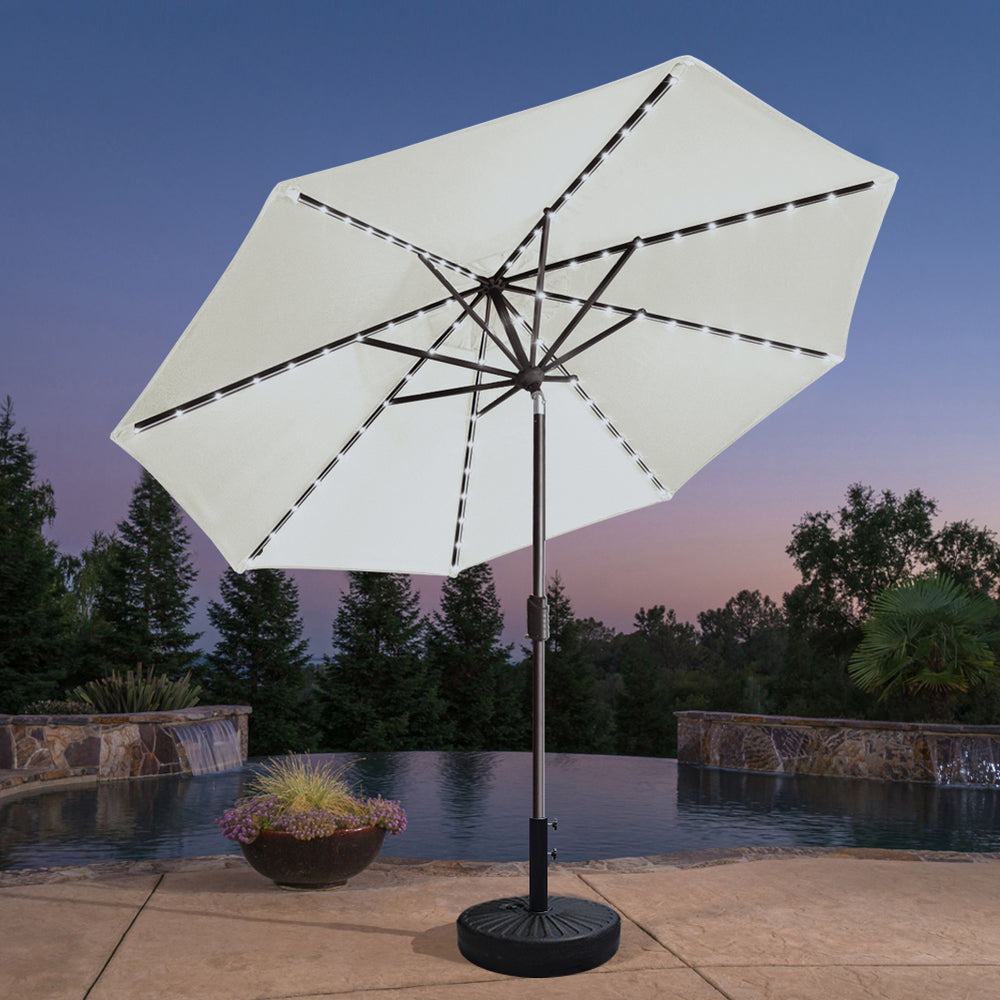 11 ft led patio umbrella Solar w/ Light Bulbs Tilt 3-Tiered 11ft 8-Rib Supporting this Versatile Offset Umbrella is a thoughtfully engineered base CLOUDFLY 11 ft. x 11