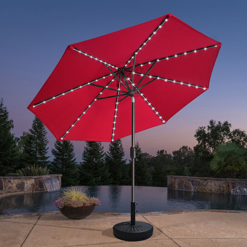 best solar patio umbrella Choice Products 9x12ft 2-Tier Square Outdoor LED Cantilever w/ 360-Rotating Base Tan The heavy Mojia 10x10 FT Square Cantilever