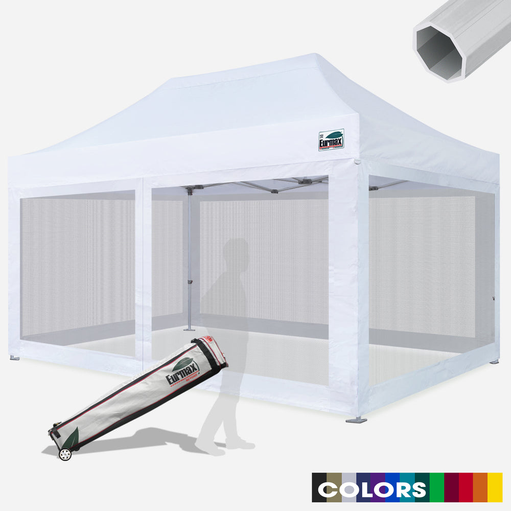 Beyond 10x15 Aluminum Pop Up Tent with Screen Walls – Eurmax White