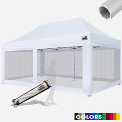 Beyond 10x20 Aluminum Pop Up Tent With 4 Screen Zipper Walls