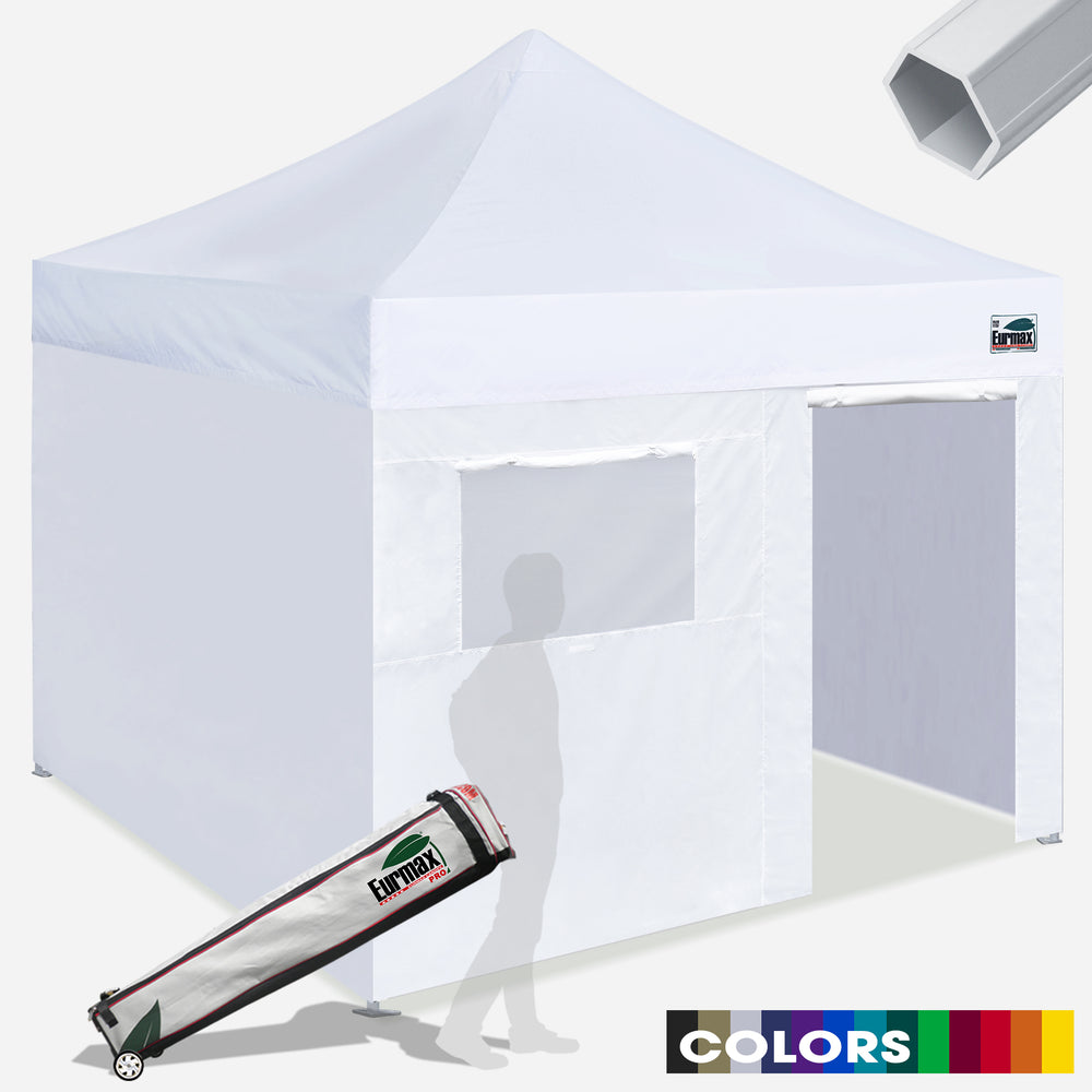 Eurmax 10x10 Ez Pop Up Canopy Outdoor Canopy Instant Tent with 4 Zipper Sidewalls and Roller Bag,Bouns 4 Weight Bags,Black, Size: 10' x 10'