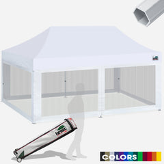 Pro 10x20 Aluminum Pop Up Tent with 4 Screen Zipper Walls