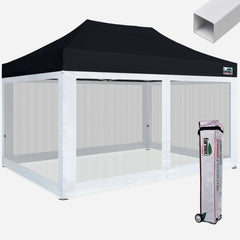 Standard 10x15 Steel Canopy with 4 Screen Zipper Walls