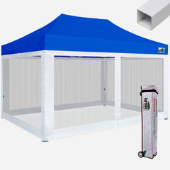 Standard 10x15 Steel Canopy with 4 Screen Zipper Walls