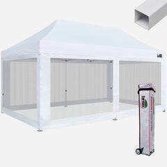 Standard 10x20 Steel Canopy with 4 Screen Zipper Walls