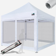 Beyond 10x10 Aluminum Pop Up Tent With 4 Screen Zipper Walls