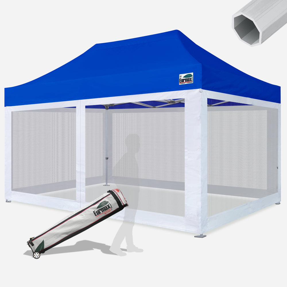 Beyond 10x15 Aluminum Pop Up Tent with Screen Walls – Eurmax Blue