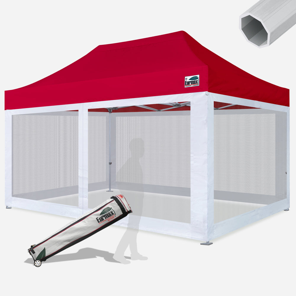 Beyond 10x15 Aluminum Pop Up Tent with Screen Walls – Eurmax Burgundy
