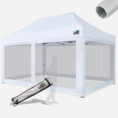 Beyond 10x15 Aluminum Pop Up Tent With 4 Screen Zipper Walls