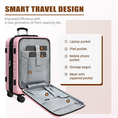 SmileLine 3-Piece Luggage Set Lightweight Hardside Suitcase TSA Lock Spinner Wheels, Bonus Makeup Bag（20/24/28 Inch）