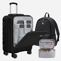 Explorer 20 Inch Carry On - Hardshell Suitcases with Front Pocket