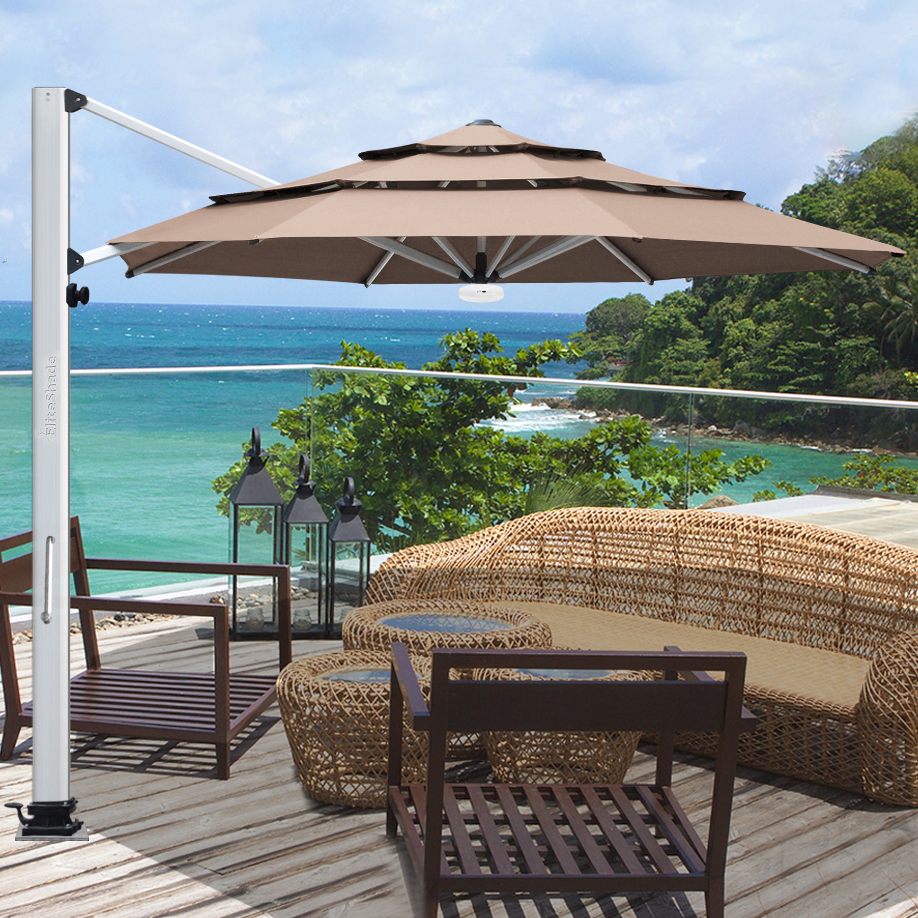 elite shade patio umbrella base Water-Filled is durable and reliable.  Eurmax company rest area and etc EliteShade Website - Premium Patio