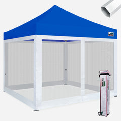 Premium 10x10 Steel Pop Up Canopy with 4 Screen Zipper Walls