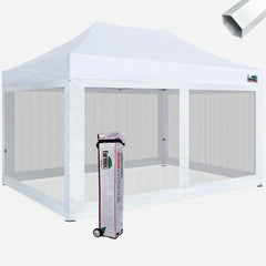 Premium 10x15 Steel Pop Up Canopy with 4 Screen Zipper Walls