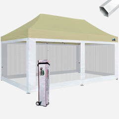 Premium 10x20 Steel Pop Up Canopy with 4 Screen Zipper Walls