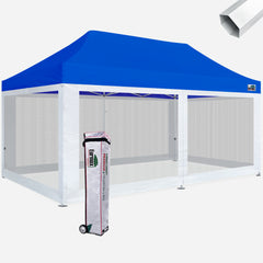 Premium 10x20 Steel Pop Up Canopy with 4 Screen Zipper Walls