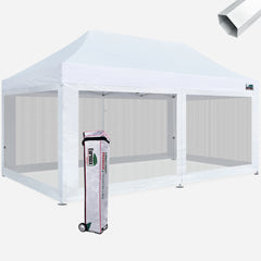Premium 10x20 Steel Pop Up Canopy with 4 Screen Zipper Walls