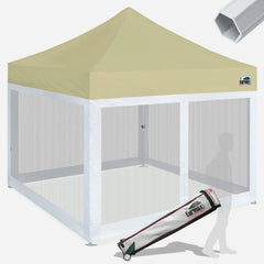 Pro 10x10 Aluminum Pop Up Tent with 4 Screen Zipper Walls