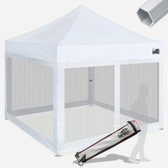 Pro 10x10 Aluminum Pop Up Tent with 4 Screen Zipper Walls