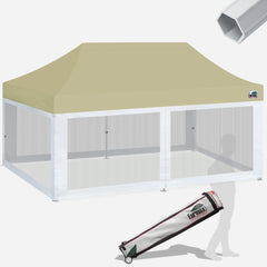 Pro 10x20 Aluminum Pop Up Tent with 4 Screen Zipper Walls