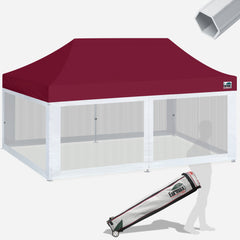 Pro 10x20 Aluminum Pop Up Tent with 4 Screen Zipper Walls