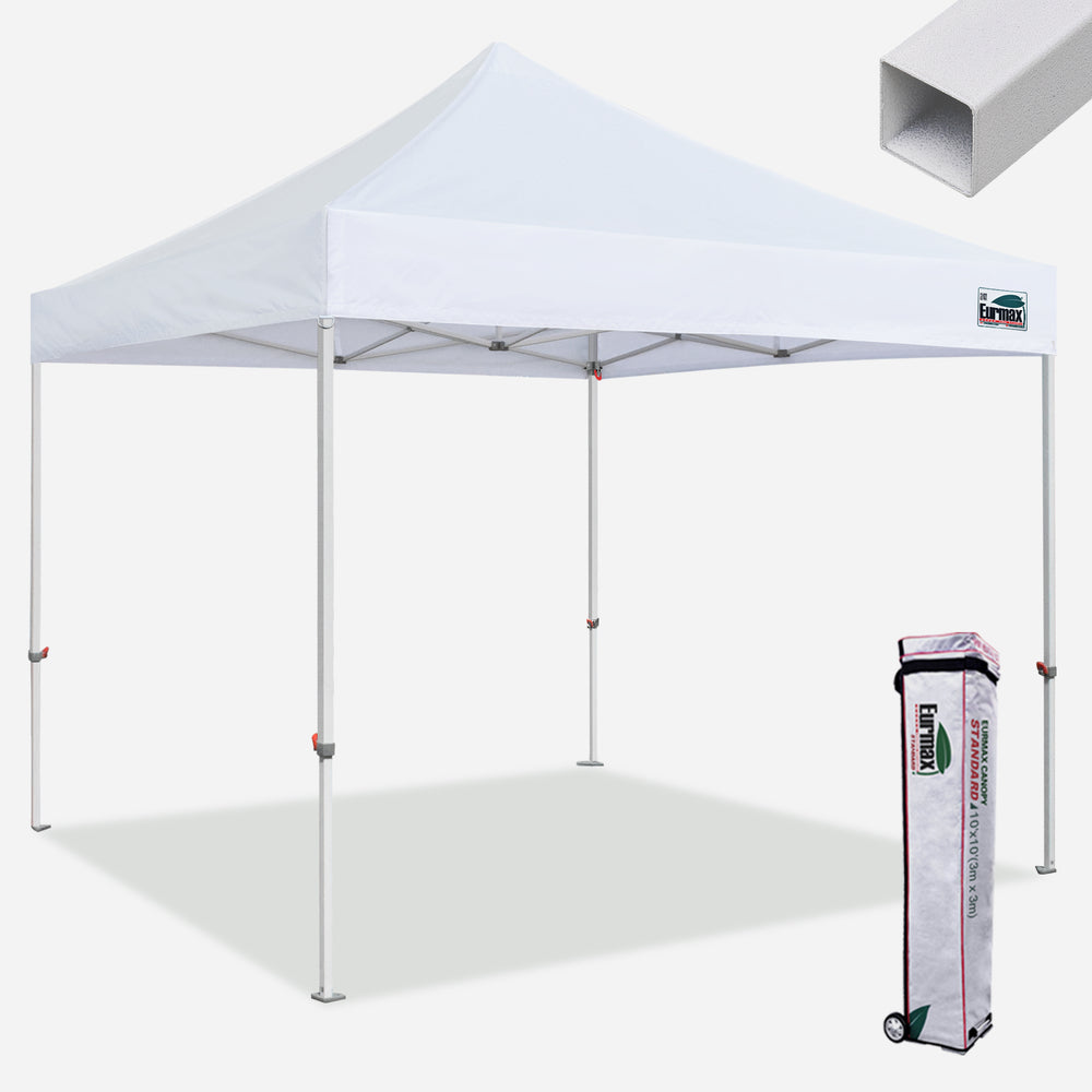 canopy shade tent Eurmax Commercial 10 Ft. W x 10 Ft. D Steel Pop-Up Canopy, White
