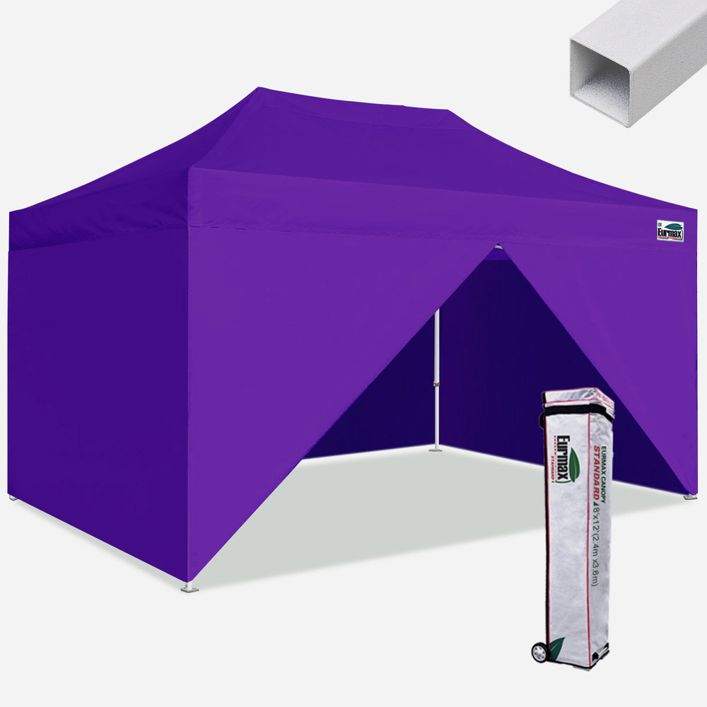 Standard 8x12 Steel Canopy Tent With 4 Zipper Walls Purple