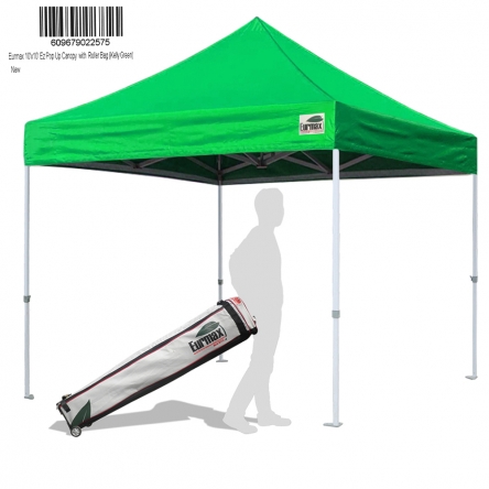 Kelly Green Pop-up Instant Tent Eurmax 8x8 Feet Ez Pop up Canopy Tent Outdoor Canopies Commercial Gazebo with Sidewalls Bonus Roller Bag 
