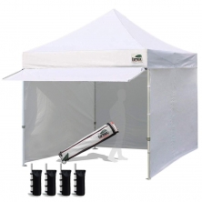 Eurmax 8x8 Ez Pop Up Canopy Tent Commercial Instant Canopies with Heavy Duty Roller Bag,Bonus 4 Sand Weights Bags White 