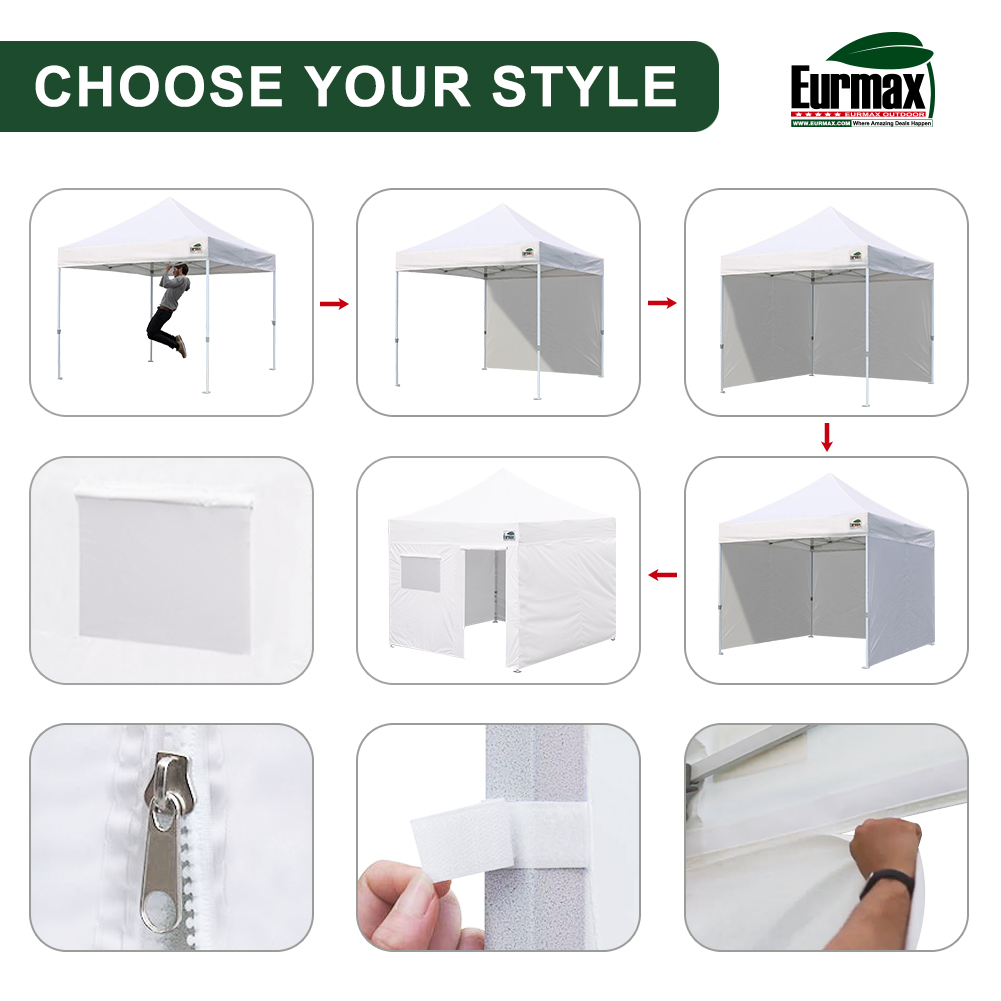 Standard 10x10 Extended Awning Canopy + 4 Zipper Walls